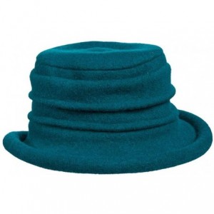 Bucket Hats Women's Packable Boiled Wool Cloche - Teal - CV11O4URPIJ $58.44
