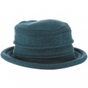 Bucket Hats Women's Packable Boiled Wool Cloche - Teal - CV11O4URPIJ $65.64