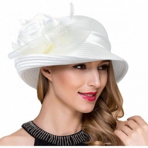 Bucket Hats Women Kentucky Derby Church Dress Cloche Hat Fascinator Floral Tea Party Wedding Bucket Hat S052 - S608-cream - C...
