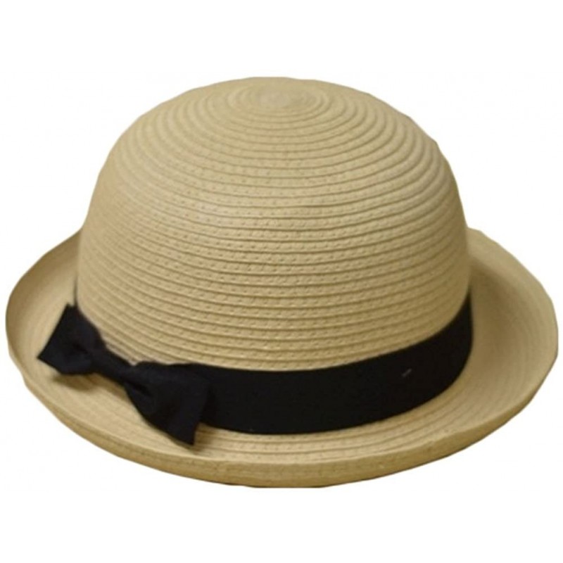 Sun Hats Bowknot Straw Summer Bowler Hat Sun Cap Hat for Ladies Womens - Beige Kids - C312FU5C9S7 $23.72