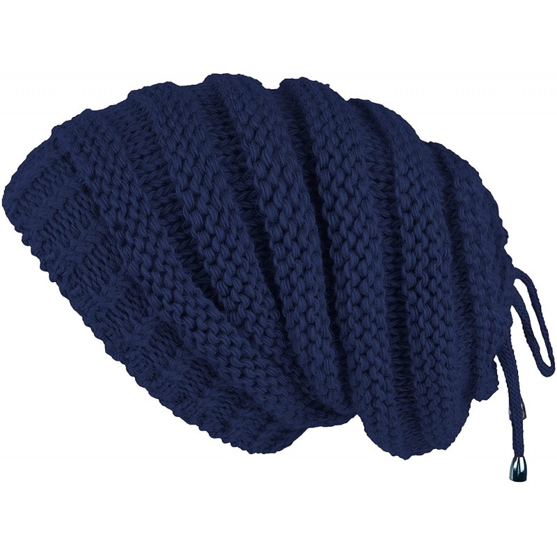 Skullies & Beanies Cable Knit Slouchy Chunky Stripe Oversized Soft Warm Winter Beanie Hat - Navy - CX18I5SD9Y9 $19.77