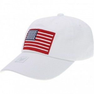 Skullies & Beanies Black Eagles American Flag Cap 100% Cotton Classic Dad Hat Plain Baseball Cap(One Size) - Wash White - CO1...