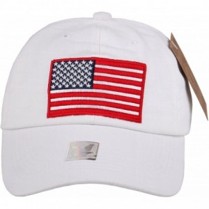 Skullies & Beanies Black Eagles American Flag Cap 100% Cotton Classic Dad Hat Plain Baseball Cap(One Size) - Wash White - CO1...