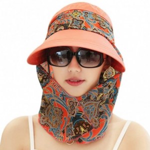 Sun Hats Sun Hat for Women Large Wide Brim Hats Girls Beach UV Protection Packable Baseball Caps - Orange-c - CU18S2OWY2L $31.24