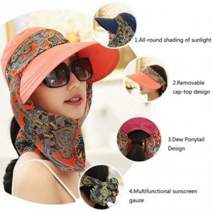 Sun Hats Sun Hat for Women Large Wide Brim Hats Girls Beach UV Protection Packable Baseball Caps - Orange-c - CU18S2OWY2L $31.24