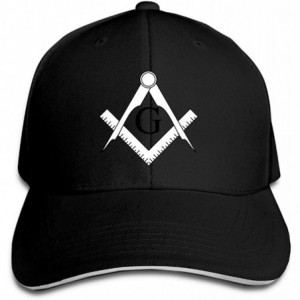 Baseball Caps Sandwich Baseball Cap Unisex Trucker Style Hats Freemason Pattern & Compass - Black - CS18CIEA77K $26.15