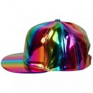 Baseball Caps Shiny Holographic Baseball Cap Laser Leather Rainbow Reflective Glossy Snapback Hats - A Rainbow - CF18AUGCY3N ...