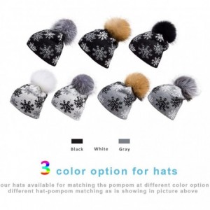 Skullies & Beanies Women Oversized Slouchy Beanie Hat with Snowflake Pattern VC17602 Black Gold Pompom - C0185KC80KS $45.28