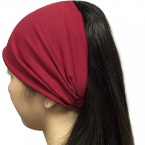 Headbands Women Solid Wide Elastic headband - Burgundy - CN187ID7Y0D $18.39
