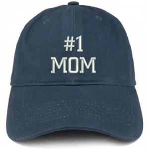Baseball Caps Number 1 Mom Embroidered Low Profile Soft Cotton Baseball Cap - Navy - C4184UW2DOO $33.43