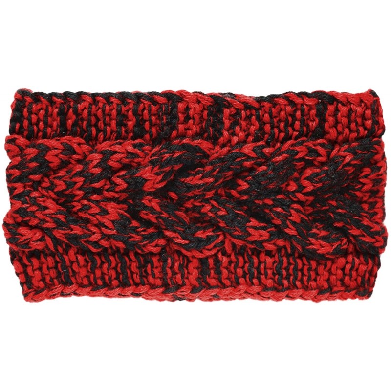 Cold Weather Headbands Plain Braided Winter Knit Headband - Red/Black - C911Q6Q2PH5 $17.18