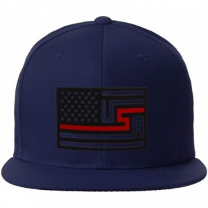 Baseball Caps USA Redesign Flag Thin Blue Red Line Support American Servicemen Snapback Hat - Thin Red Line - Navy Cap - CF18...