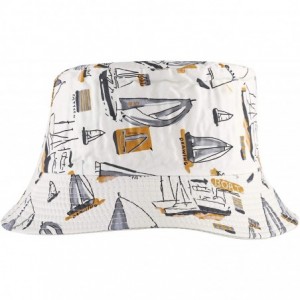 Bucket Hats Fashion Print Bucket Hat Summer Fisherman Cap for Women Men - Sailboat White - CK18SNMGNAG $37.06