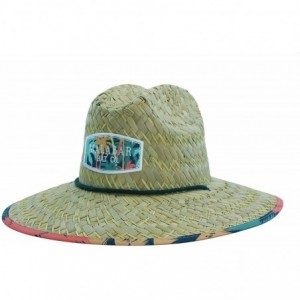 Sun Hats Men's Straw Hat with Fabric Pattern Print Lifeguard Hat- Beach- Gardening- Pool- and Outdoors - Palm Trees - CT18TIK...