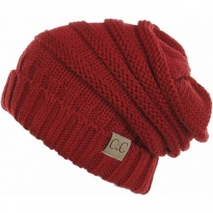 Skullies & Beanies Trendy Warm Oversized Chunky Soft Cable Knit Slouchy - Red - C11270MU8OZ $22.24