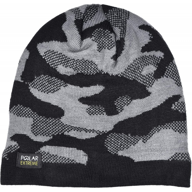 Skullies & Beanies Men's Insulated Thermal Knit Camouflage Beanie Black Gray & Navy - Camouflage Black - CR18I6WCZG2 $18.42