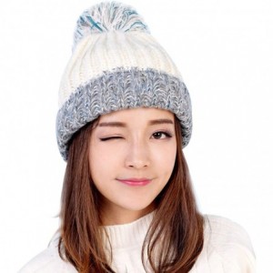 Skullies & Beanies Women Winter Knit Beanie- Thickened Windproof Hat- Warm Lining Trendy Warm Cap - White - CV18AUT3Q2G $22.68