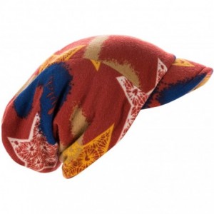 Newsboy Caps Visor Ponytail Beanie Baggy Slouchy Tail Cotton Skullcap Warm Headscarf Winter Hat - Star-red - CQ18M03GT7N $19.23