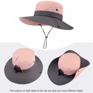 Sun Hats Women's Ponytail Safari Sun Hat- UPF 50+ Wide Brim Outdoor Bucket Hat with Chin Drawstring Strap-Fishing Hat - CP18S...