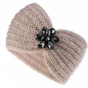 Cold Weather Headbands Women Headbands Winter Crystal Flower Braided Cross Headband Ear Warmer Head Wraps - Pink - CJ18YC7ORO...