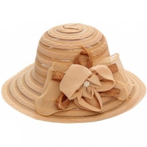 Sun Hats Womens Church Kentucky Derby Sun Hat Wedding Tea Party Dress Bowler Hat - Khaki - CG18EIOSKLN $31.15