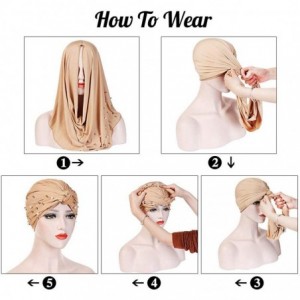 Skullies & Beanies Women Muslim Turban Pearl Hat Bonnet Hijab Headscarf Islamic Chemo Cap - Black - CZ18RAYSO9H $19.22