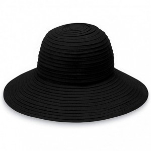 Sun Hats Women's Scrunchie Sun Hat - UPF 50+- Ultra-Light- Wide Brim- Floppy- Packable - Solid Black - CD12B75DP1J $92.06
