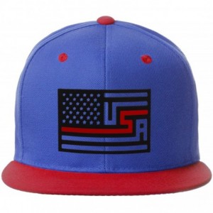 Baseball Caps USA Redesign Flag Thin Blue Red Line Support American Servicemen Snapback Hat - Thin Red Line - Royal Red Cap -...