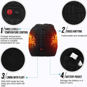 Skullies & Beanies Men Women Rechargeable Electric Warm Heated Hat Winter Battery Heat Skull Beanie - Thick-strips-black - CW...