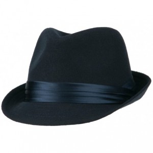 Fedoras Fedora with Pleated Satin Band - Navy - CF11PN6Q0FH $54.57