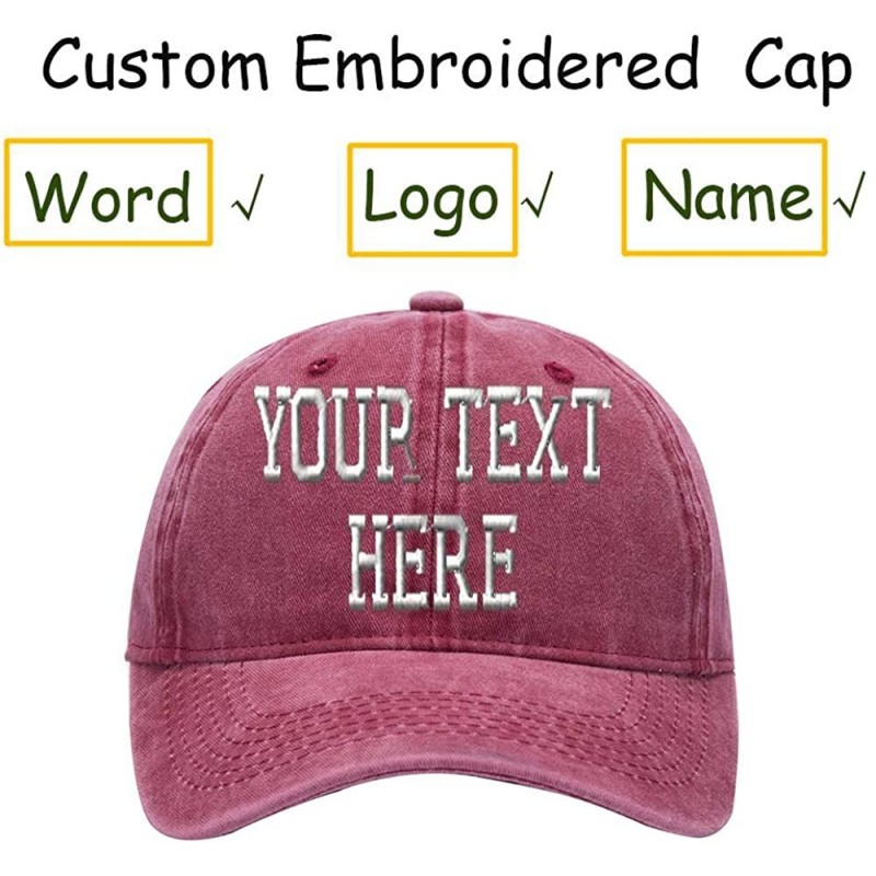 Baseball Caps Custom Embroidered Cowboy Hat Personalized Adjustable Cowboy Cap Add Your Text - Retro Wine - C118H96W00Q $34.71