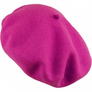 Berets Women's Wool French Beret Cozy Stretchable Beanie Unisex Artist Cap One Size - Hot Pink - C118ATLDI78 $18.85