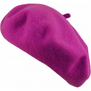 Berets Women's Wool French Beret Cozy Stretchable Beanie Unisex Artist Cap One Size - Hot Pink - C118ATLDI78 $18.85