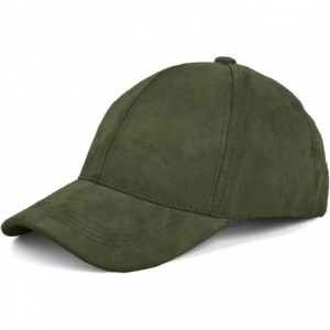 Baseball Caps Unisex Faux Suede Baseball Cap Adjustable Plain Dad Hat for Women Men - Dark Green - C512EL62599 $24.12