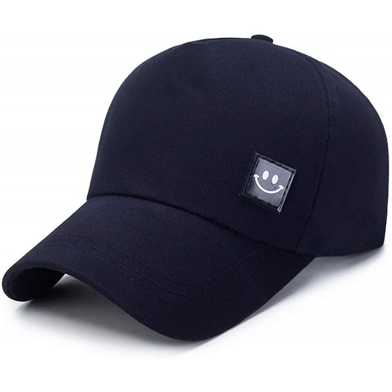 Cowboy Hats Summer Baseball Cap Smile Unisex Solid Color Hat Adjustable Hip-Hop Cap (Gray- One Size) - Navy - C718RKDD903 $17.80