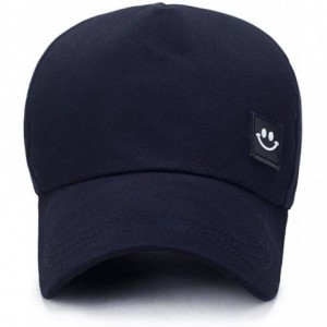 Cowboy Hats Summer Baseball Cap Smile Unisex Solid Color Hat Adjustable Hip-Hop Cap (Gray- One Size) - Navy - C718RKDD903 $17.80