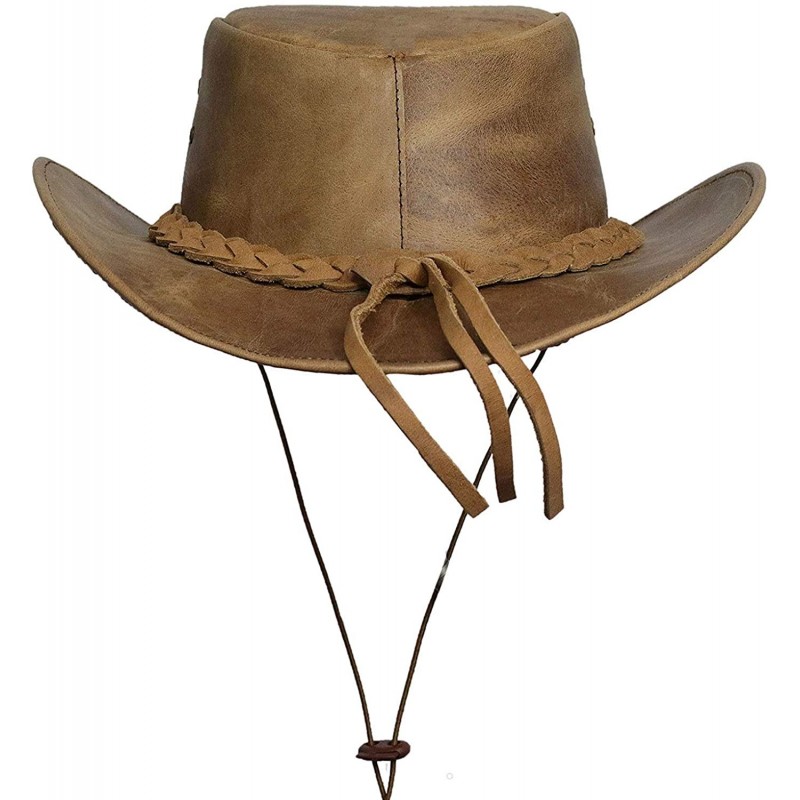 Mens Down Under Leather Cowboy Hat Aussie Bush Outback Tan - Tan ...