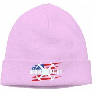 Skullies & Beanies Drone Pilot USA Flag2 Men & Women Fleece Beanie Hat Winter Warm Knit Beanie Cap - Pink - C518HQT6TWN $27.38