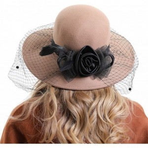 Fedoras Women's Floral Trimmed Wool Blend Cloche Winter Hat - Model D - Beige - CS192O6DH6C $60.41