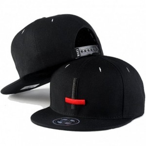 Baseball Caps Unisex Flat Bill Hip Hop Hat Snapback Baseball Cap - Black/Red 026 - C412LUW52M9 $20.26
