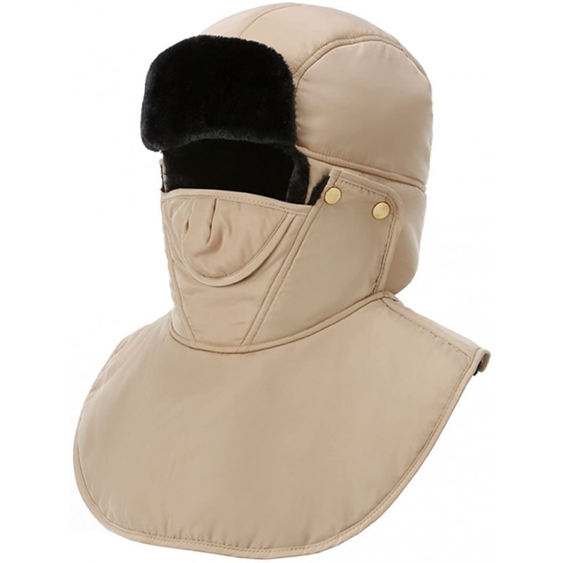 Balaclavas Unisex Winter Trooper Trapper Hat Hunting Hat Ushanka Ear Flap Chin Strap with Windproof Mask - Khaki - CA186RA4UI...