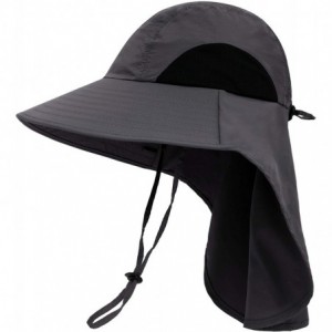 Sun Hats Men/Womens Foldable Flap Cover UPF 50+ UV Protective Wide Brim Bucket Sun Hat - Unisex_dark Grey - C4192EQO0CD $29.69