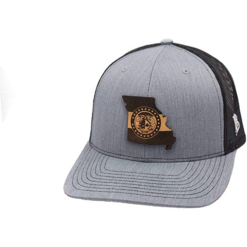 Baseball Caps Missouri 'The 24' Leather Patch Hat Curved Trucker - Heather Grey/Black - CF18IGOER32 $47.01