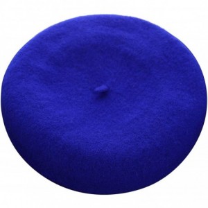 Berets French Style Classic Solid Color Wool Berets Beanies Cap Hats - Royal Blue - C51945NX0AN $20.20