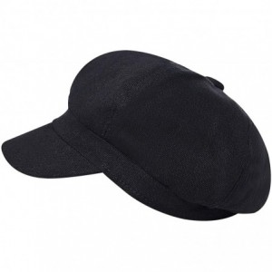 Newsboy Caps Women Men's Cotton Flat Cap Hat Newsboy Hunting Hat Cabbie Gatsby Cap - Black Stlye 3 - CX18HOXSCXQ $19.47
