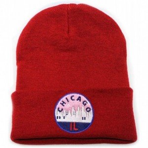 Skullies & Beanies Sk901 Chicago Patch Basic Winter Beanie Hats - Red - C11864TLS4Q $27.67