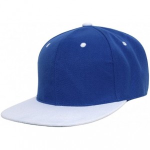 Baseball Caps Cotton Two-Tone Flat Bill Snapback - Blue/White - CT11MQPZQNF $18.67