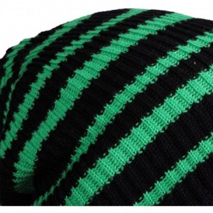 Skullies & Beanies Reversible Beanie - Black With Zephyr Green Stripes - CU117UA51HL $34.34