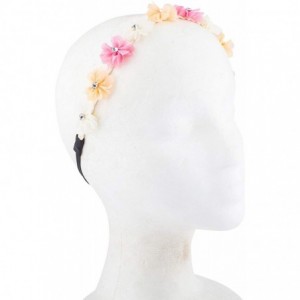 Headbands Black Faux Ivory Grey Crystal Stone Floral Elastic Headwrap Headband - White Orange Pink - CX18ZOZ2ZSS $19.85