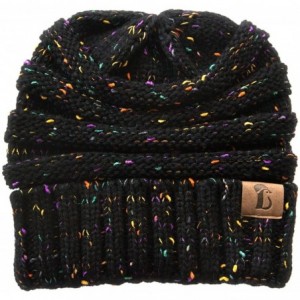 Skullies & Beanies Baggy Slouchy Thick Winter Beanie Hat (Set of Two) - Black Mix - CB185UZCTKH $19.76